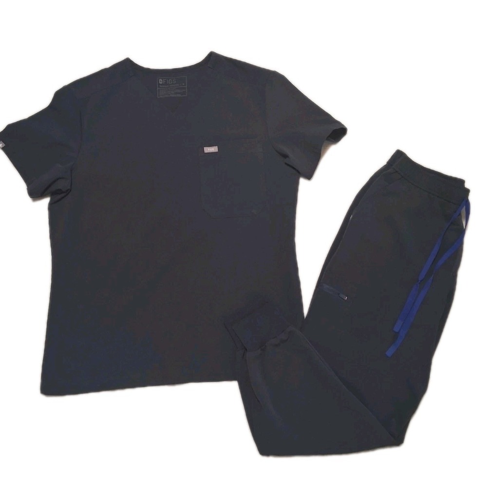 FIGS Mens Scrubs Set Top & Jogger Pants Charcoal Size M /MS Technical Collection